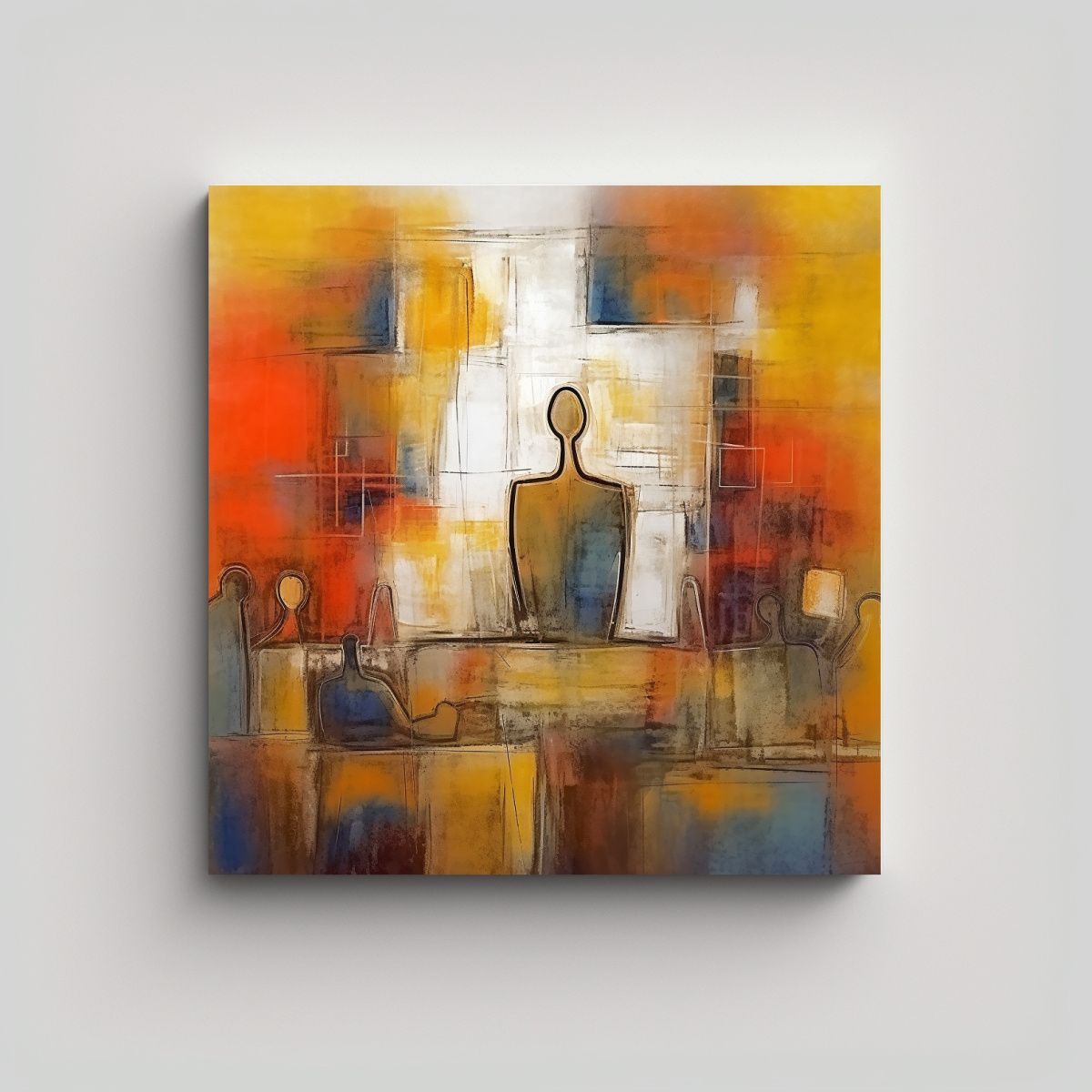 GENERICO - Pintura Abstracta Intensa Que Habla Para 90x90 Cm