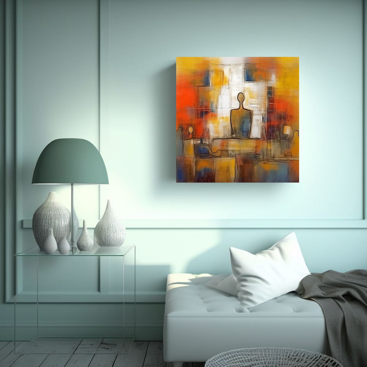 GENERICO - Pintura Abstracta Intensa Que Habla Para 90x90 Cm