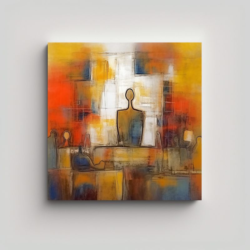 GENERICO - Pintura Abstracta Intensa Que Habla Para 70x70 Cm