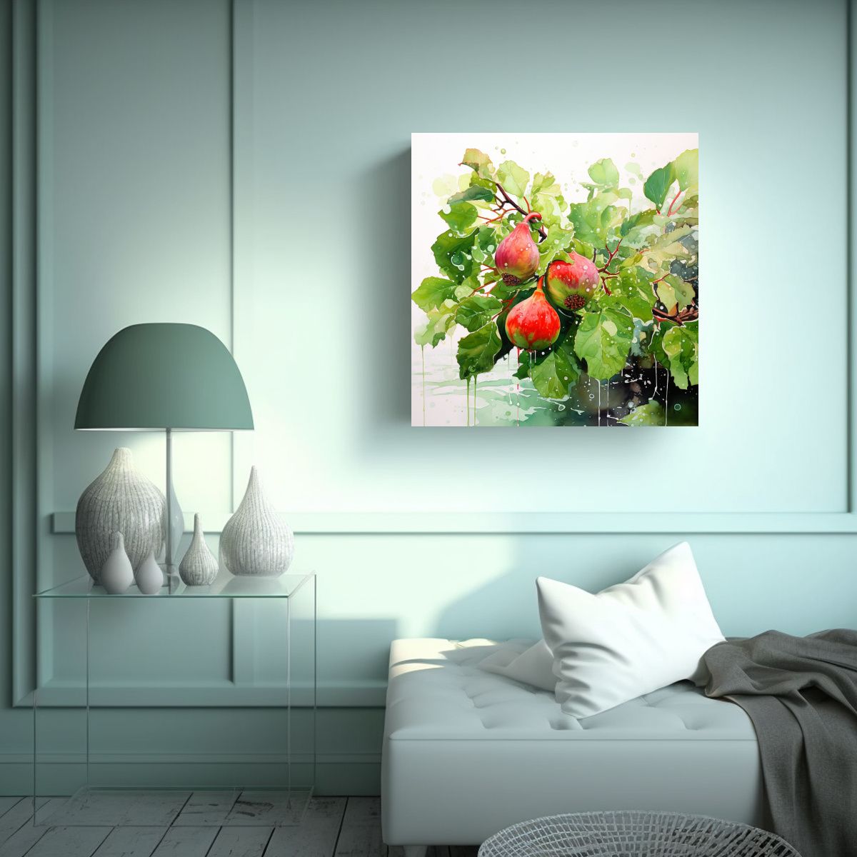 GENERICO - Pintura Abstracta En Colores Verde Y Rojo De La 70x70 Cm