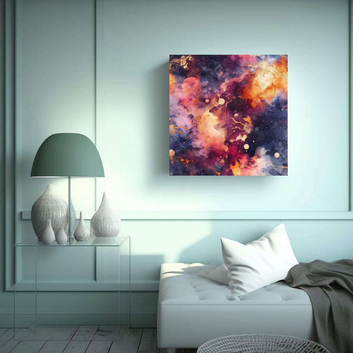 GENERICO - Cuadro Decorativo De Mármol Galaxia En Forma 50x50 Cm