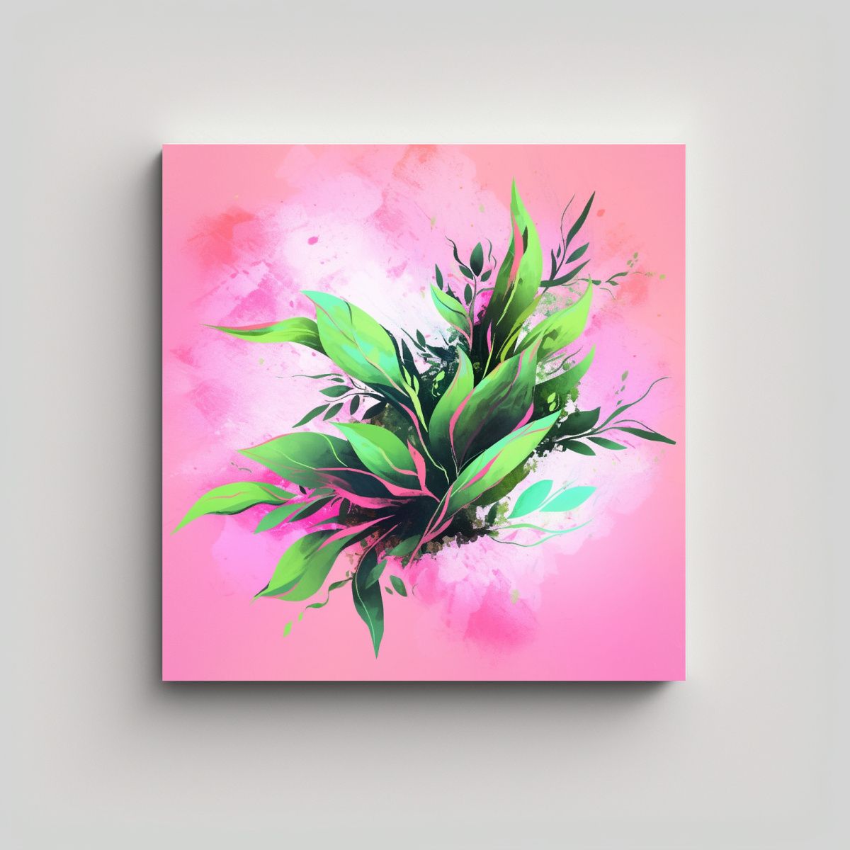 GENERICO - Cuadro Vintage Moderno En Lienzo En Tonos Verde Y 90x90 Cm