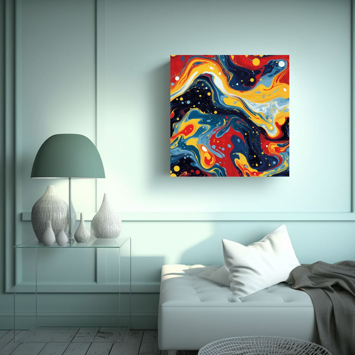 GENERICO - Pintura Decorativa Simétrica De Arte Cósmico En 70x70 Cm