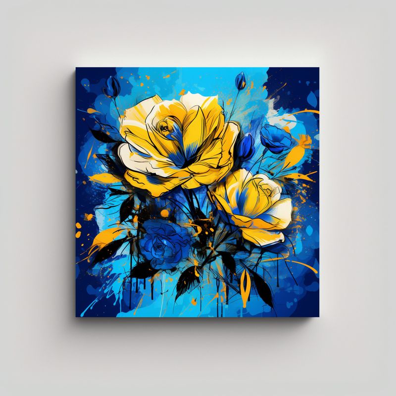 GENERICO - Lienzo De Tela Moderno Arte Urbano Amarillo Y 80x80 Cm
