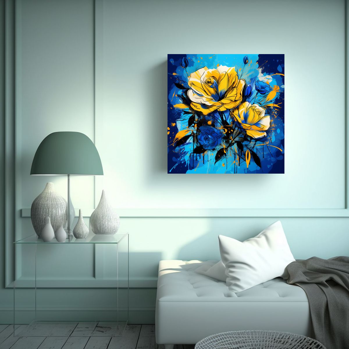 GENERICO - Lienzo De Tela Moderno Arte Urbano Amarillo Y 60x60 Cm