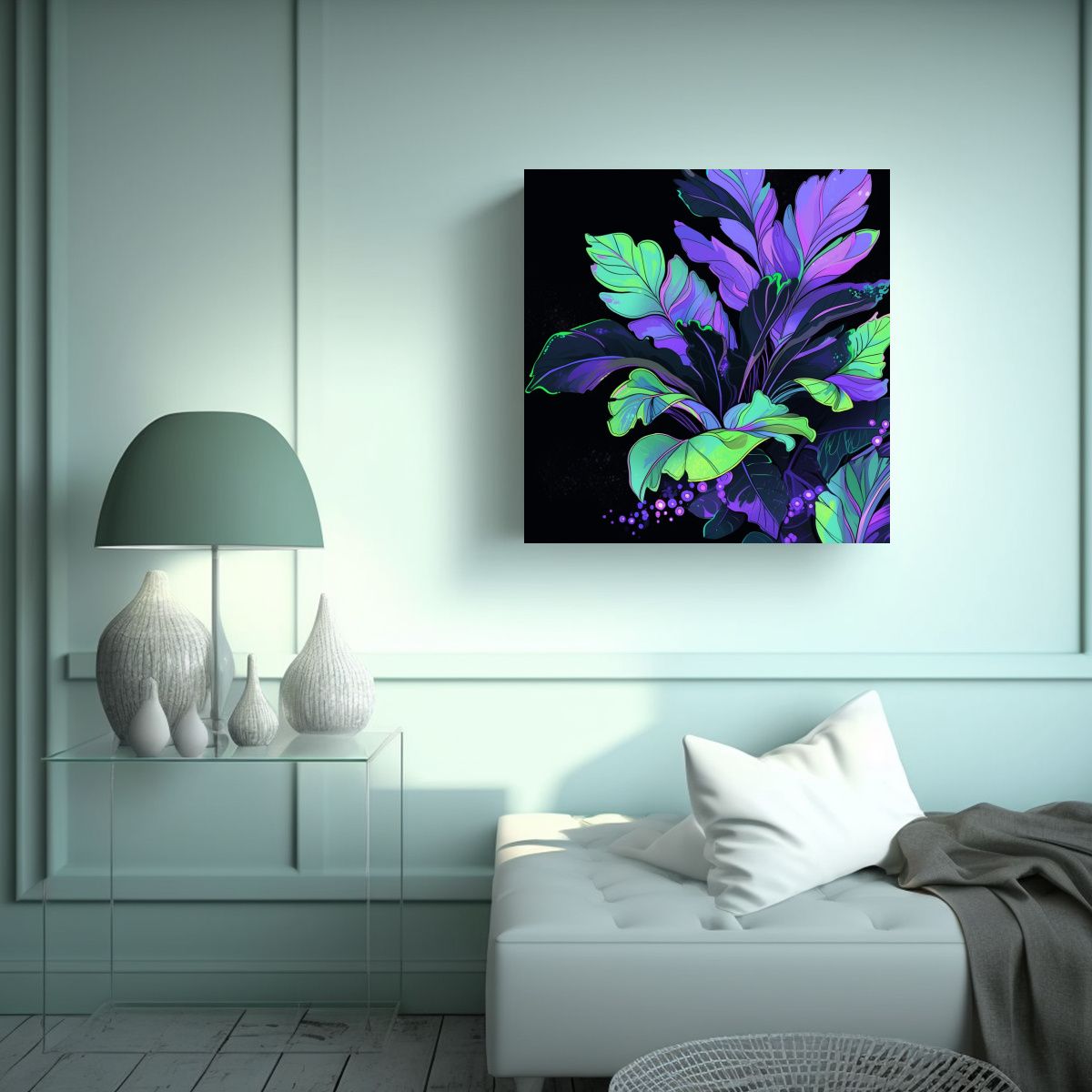 GENERICO - Pinturas Decorativas Modernas En Verde Y Púrpura 90x90 Cm