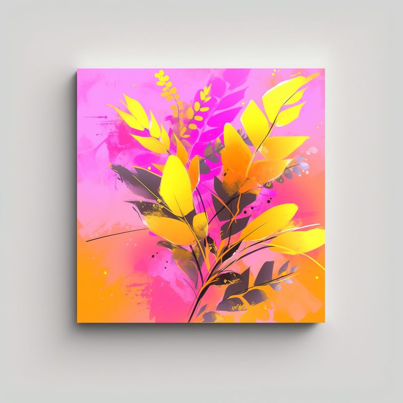 GENERICO - Cuadro Inspiración Amarillo Y Rosa Ambiente 80x80 Cm