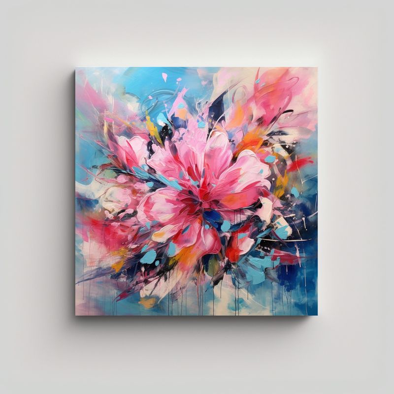 GENERICO - Cuadro Ilustrado Con Efecto Visual, Flores Rosa Y 80x80 Cm