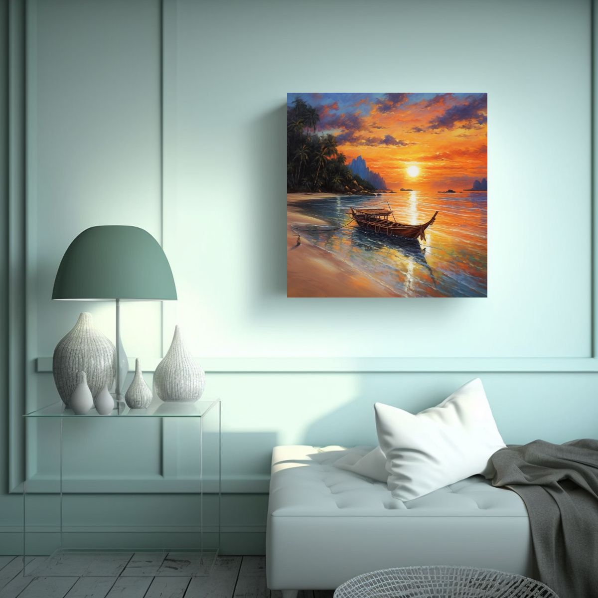 GENERICO - Cuadro Cuadro Playa Tailandesa Al Atardecer 50x50 Cm
