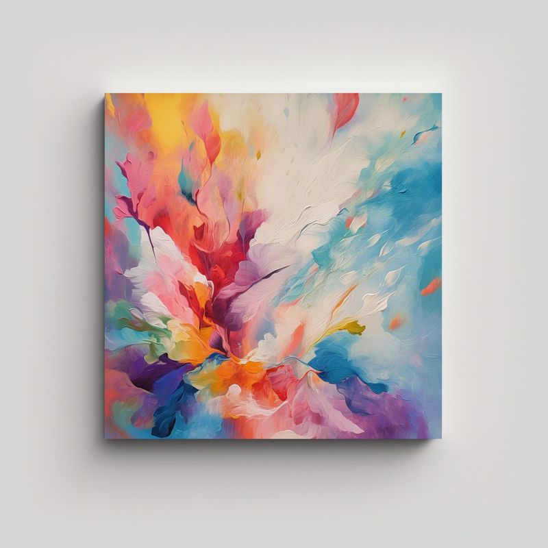GENERICO - Cuadro Acuarela Estilo Abstracto En Lienzo De 60x60 Cm