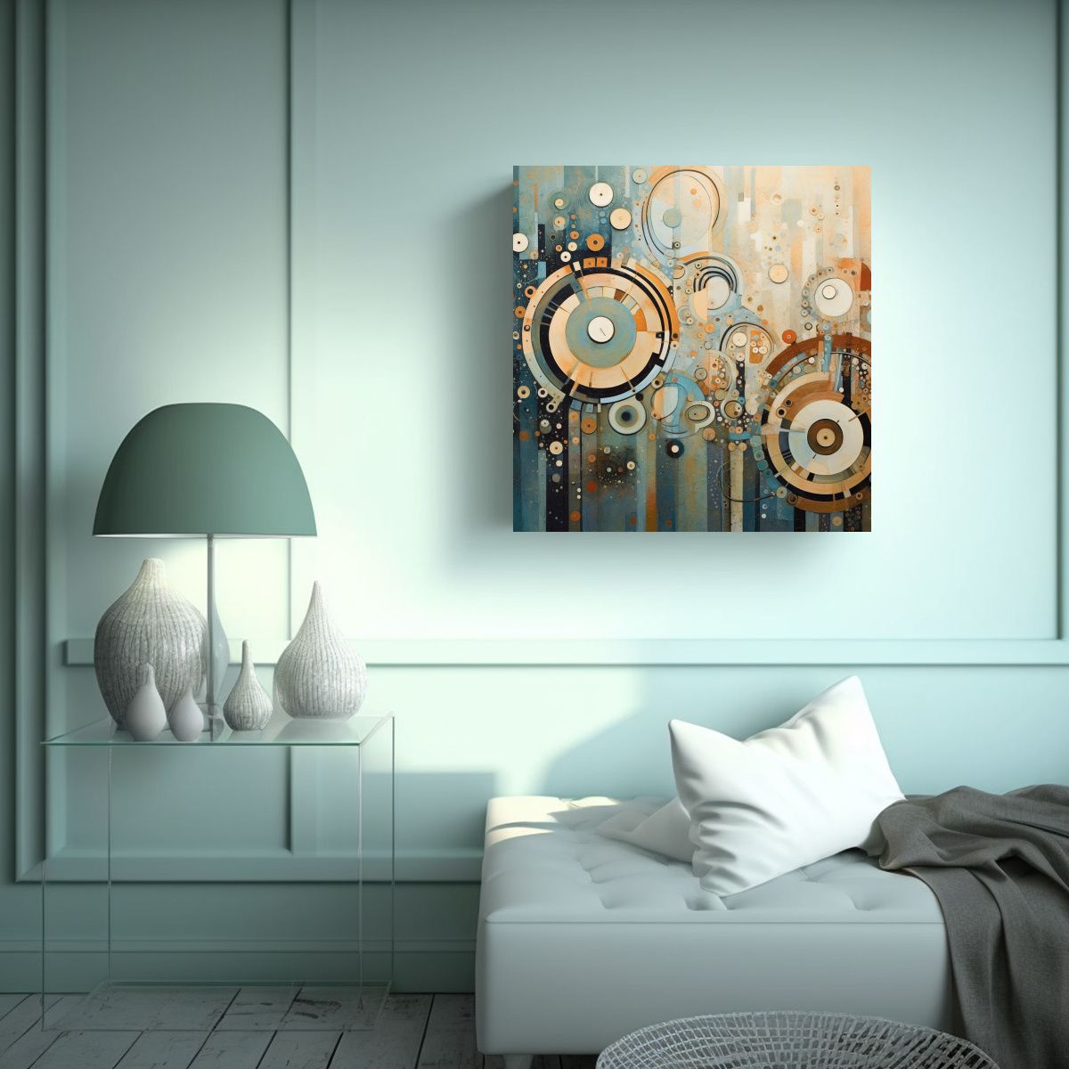GENERICO - Pintura Lienzo Abstracción De Relojes Infinitos 80x80 Cm