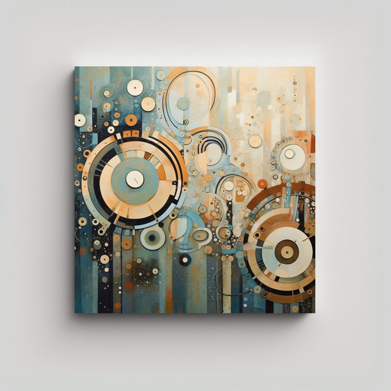 GENERICO - Pintura Lienzo Abstracción De Relojes Infinitos 50x50 Cm