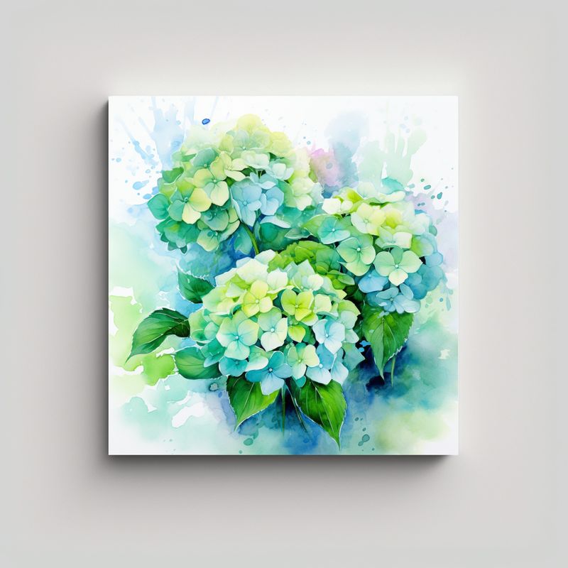 GENERICO - Pintura Abstracta Moderna De Hortensias En 90x90 Cm