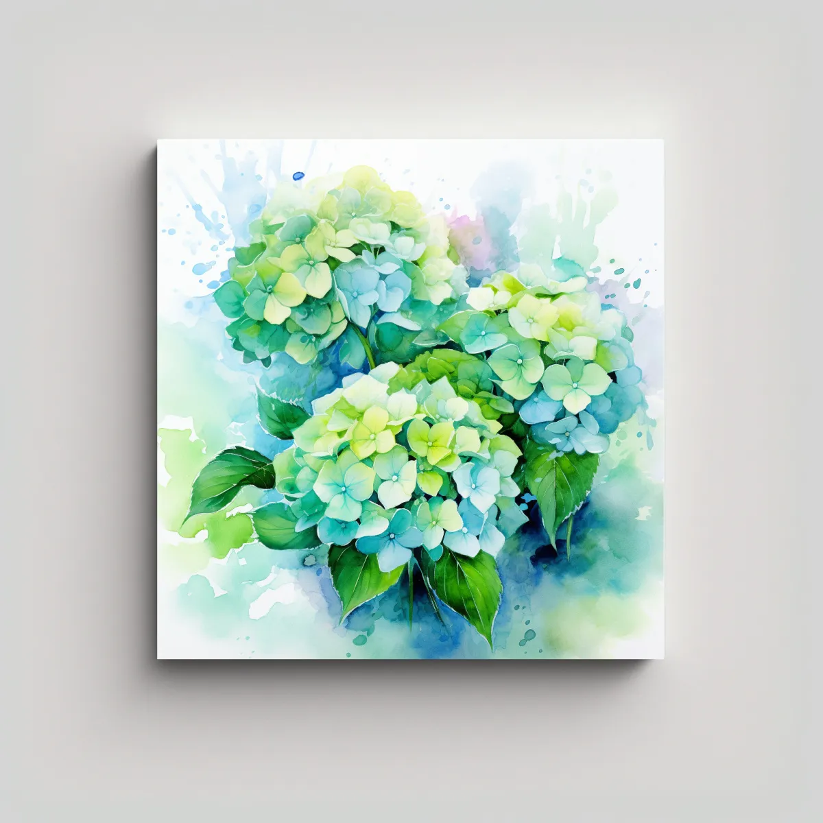 GENERICO - Pintura Abstracta Moderna De Hortensias En 70x70 Cm