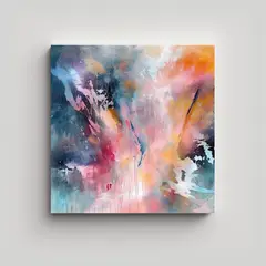 GENERICO - Pintura Acuarela Contemporánea Abstracta De 80x80 Cm