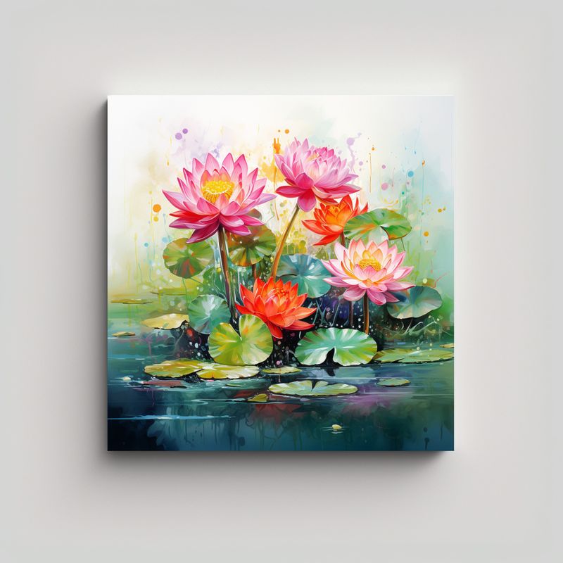 GENERICO - Cuadro Abstracto Resistente A Flores De Loto En 70x70 Cm