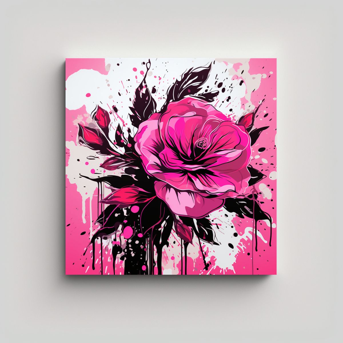 GENERICO - Cuadro Vintage Temática Rosa Ambiente Neonoir 80x80 Cm.