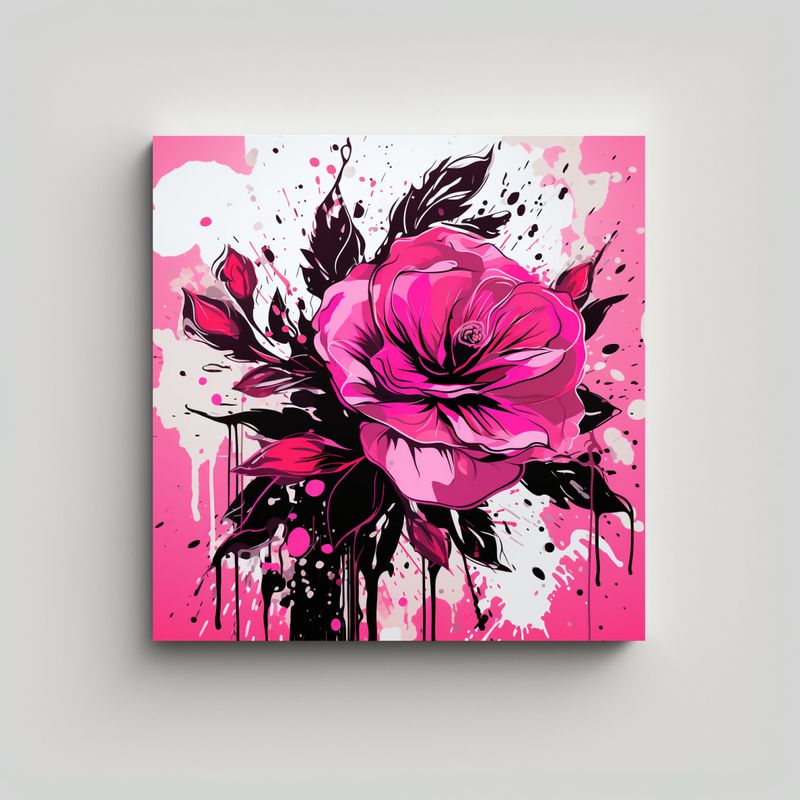 GENERICO - Cuadro Vintage Temática Rosa Ambiente Neonoir 80x80 Cm
