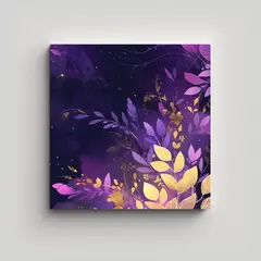 GENERICO - Cuadro Vida Púrpura Y Dorado Atmosfera Neonoir 80x80 Cm
