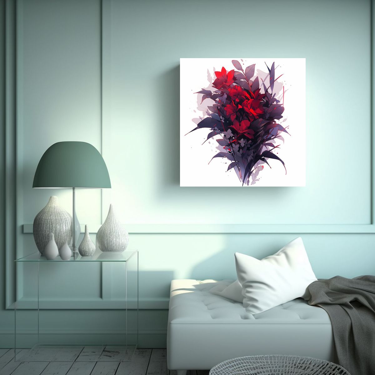 GENERICO - Cuadro Decorativo Neonoir En Violeta Y Rojo 80x80 Cm