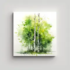 GENERICO - Pintura Abstracta Acuarela árbol Aspen Colores 80x80 Cm