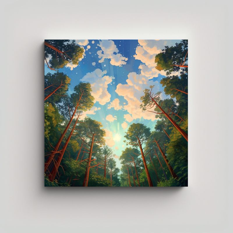 GENERICO - Cuadro De Pared Belleza En El Cielo Del Bosque 50x50 Cm