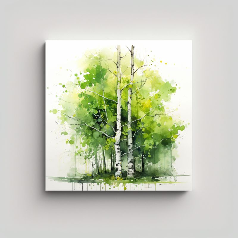 GENERICO - Pintura Abstracta Acuarela árbol Aspen Colores 60x60 Cm