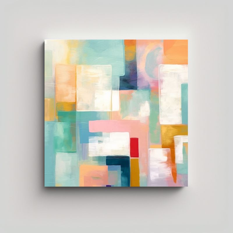 GENERICO - Cuadro De Arte Abstracto Lírico De Bloques 90x90 Cm