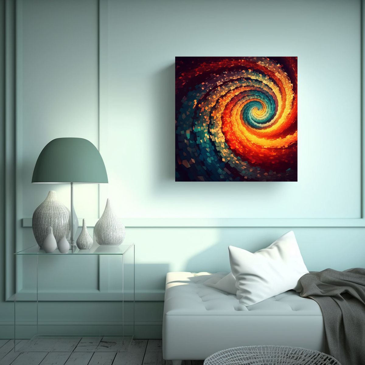 GENERICO - Pintura Decorativa Moderna, Fondo En Espiral Con 90x90 Cm