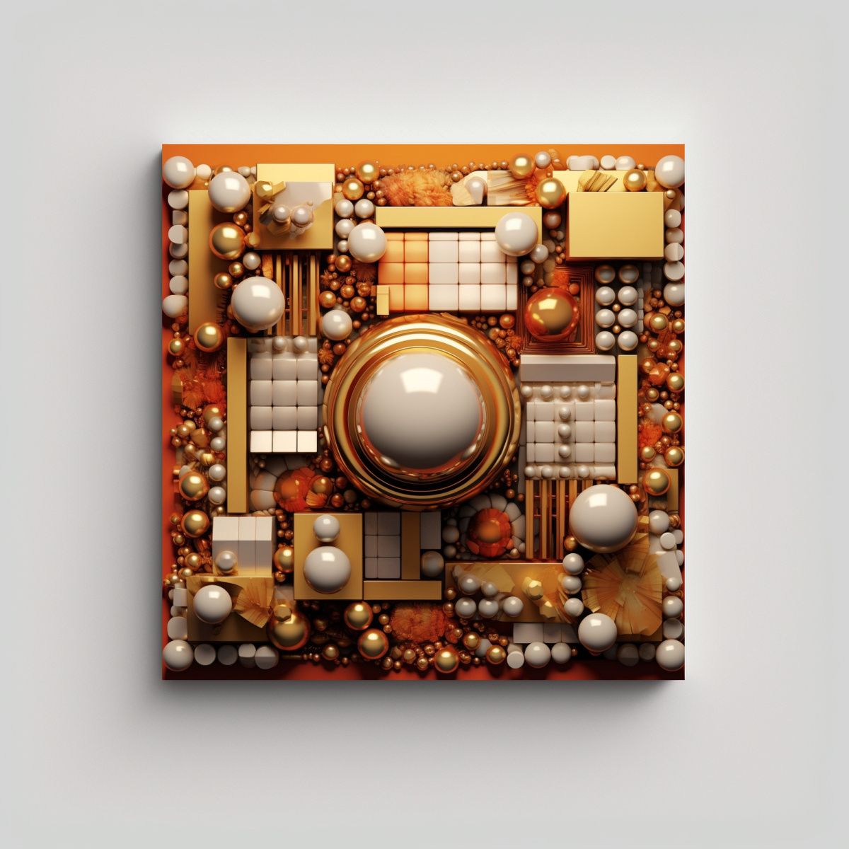 GENERICO - Pintura En Bastidor Cuadrada De Perlas Doradas En 50x50 Cm