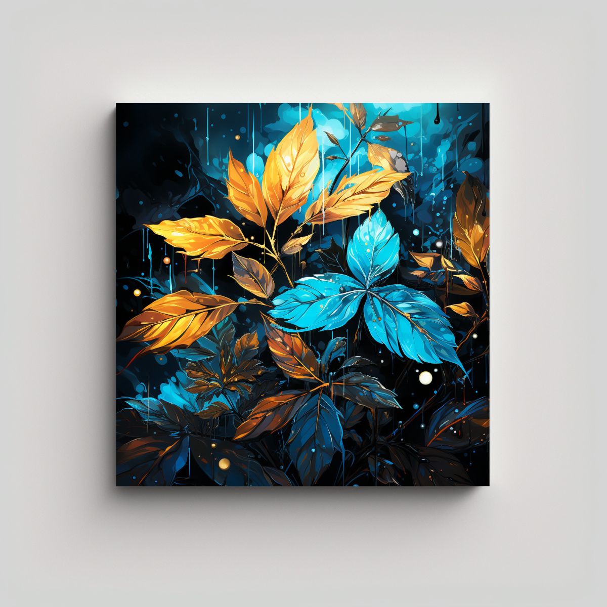 GENERICO - Pintura Decorativa Con Esquema De Hojas De Bambú 90x90 Cm