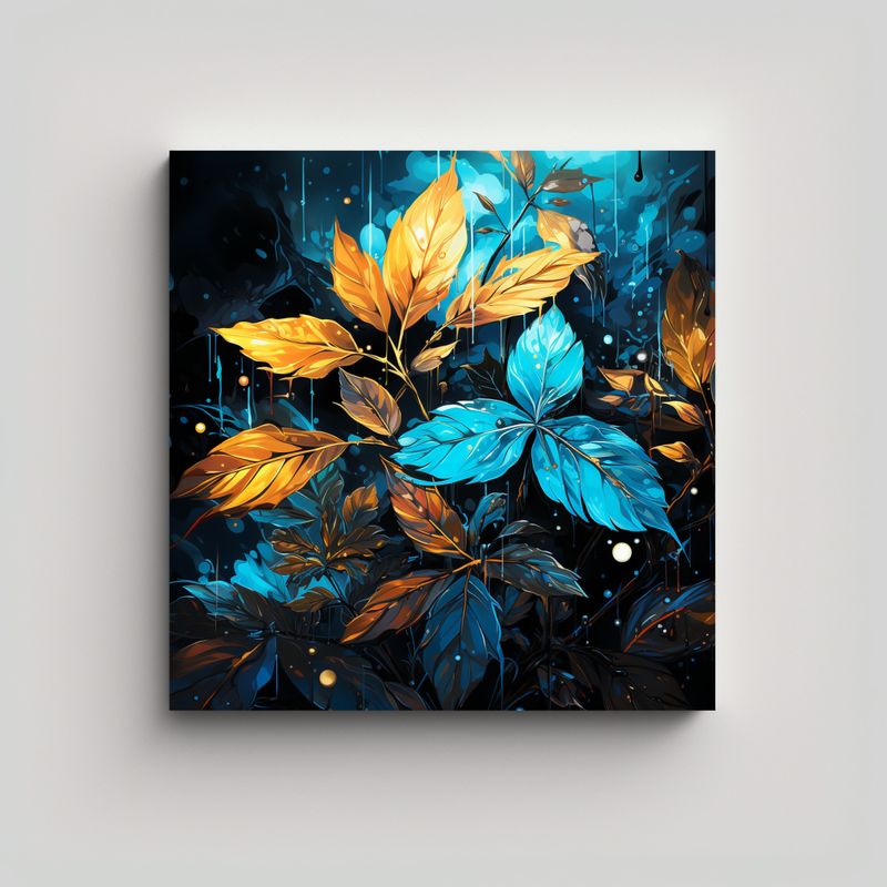 GENERICO - Pintura Decorativa Con Esquema De Hojas De Bambú 70x70 Cm