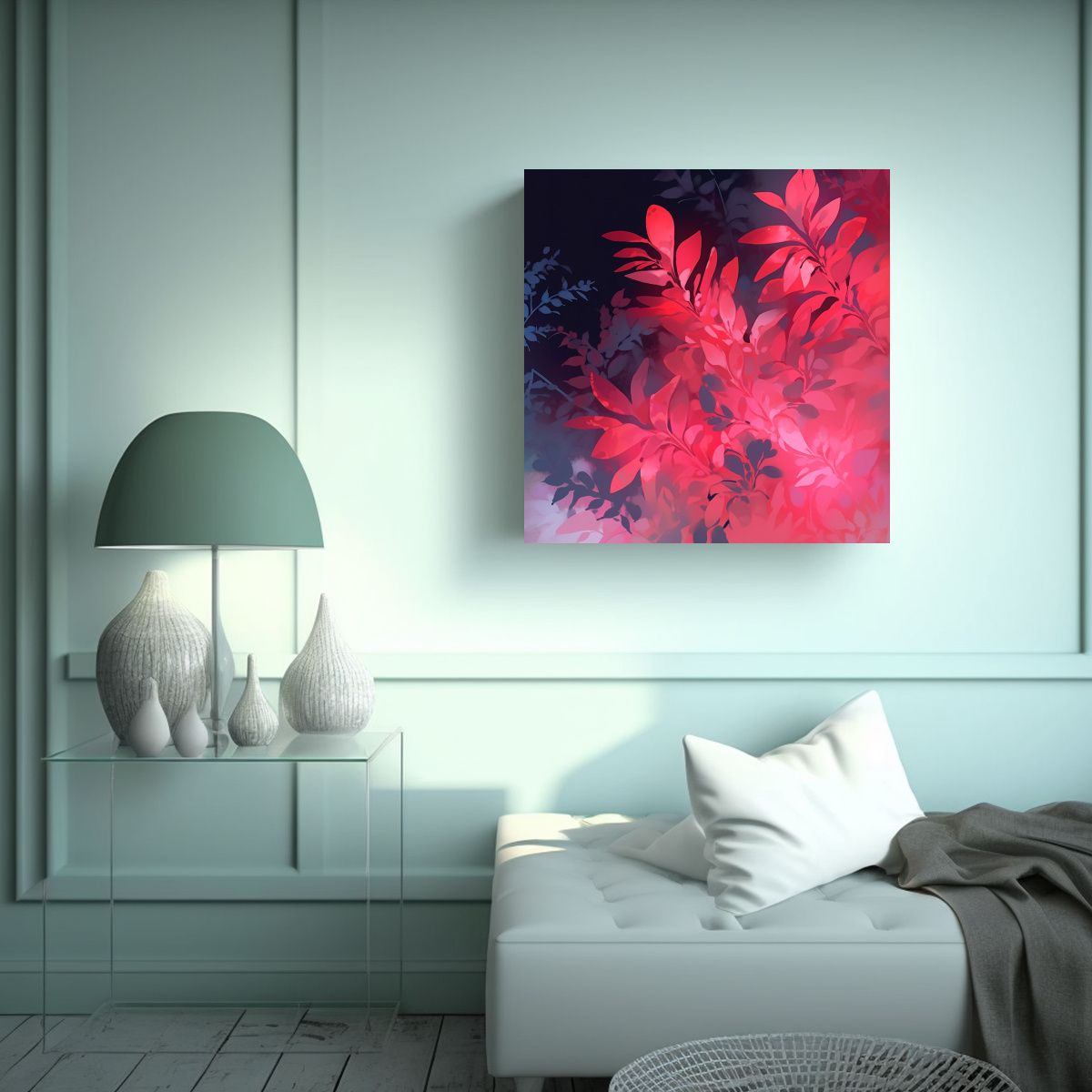GENERICO - Cuadro Cuadro Brillante En Rojo Y Rosa Con 60x60 Cm