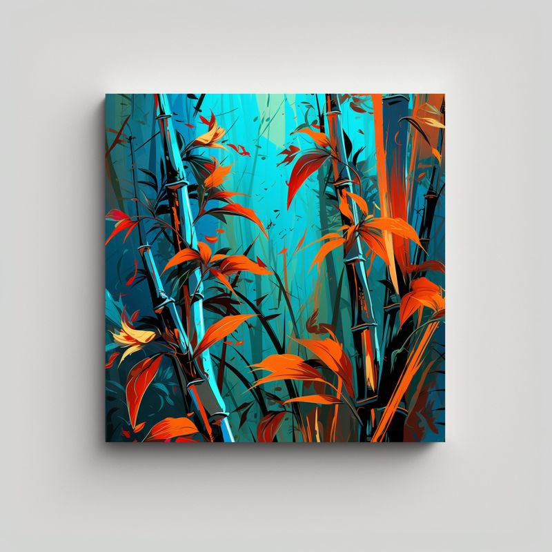 GENERICO - Cuadro De Tela Fotografía De Plantas De Bambú 80x80 Cm