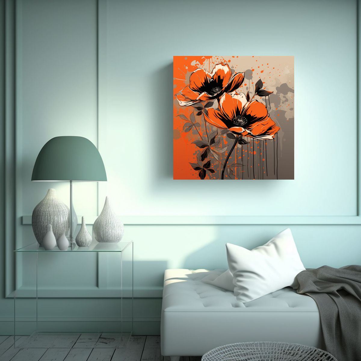 GENERICO - Cuadro Espectacular Adorno Naranja Y Negro 60x60 Cm