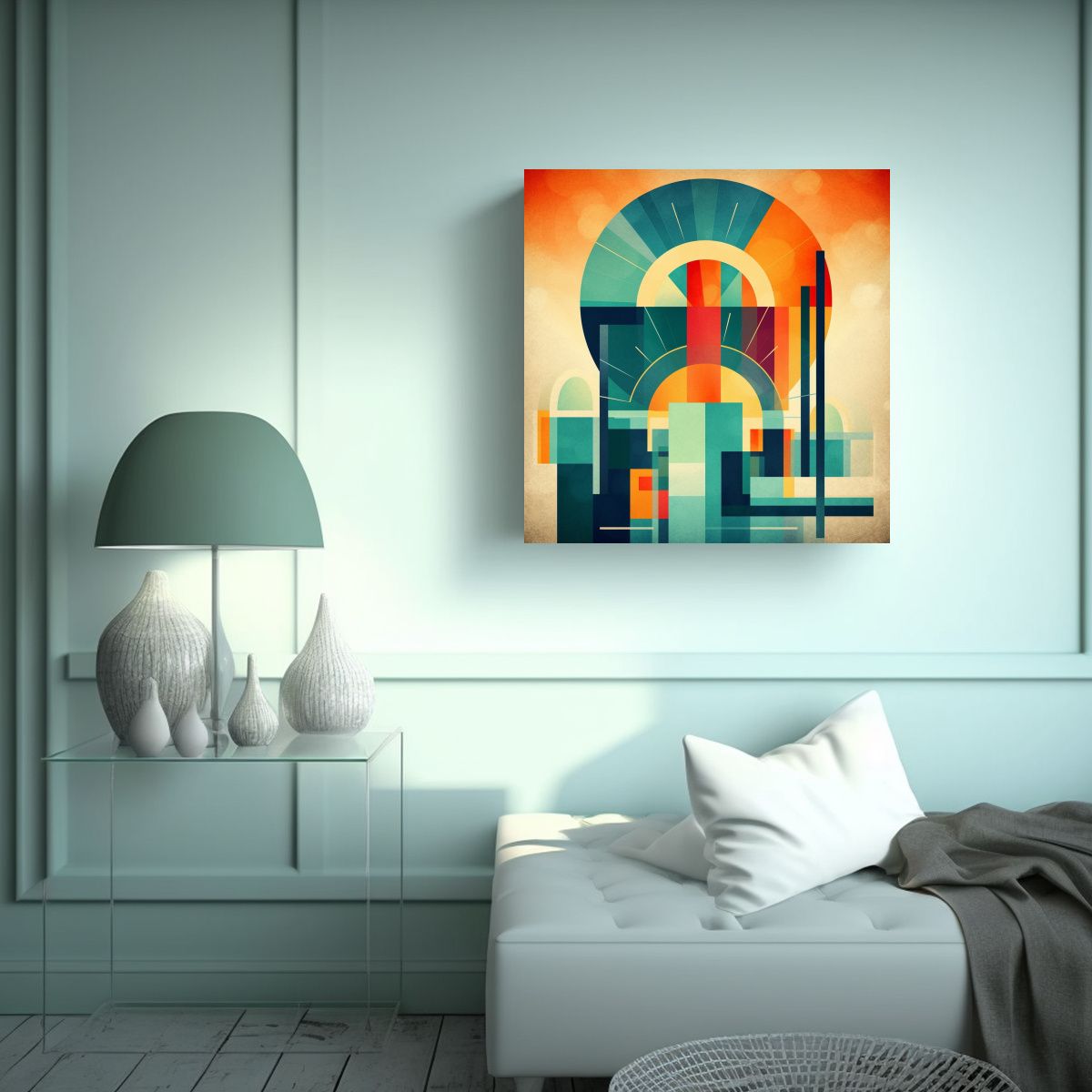 GENERICO - Cuadro Temático Escena Abstracta Con Colores 70x70 Cm