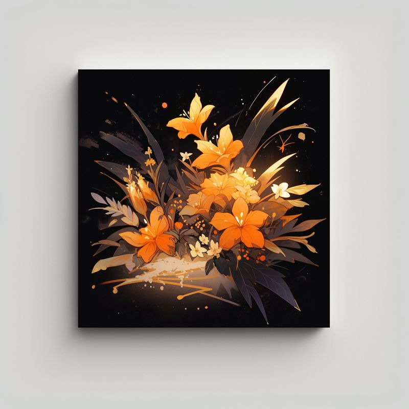 GENERICO - Pintura Decorativa Vida Cuadro Cuadrado Orange Y 50x50 Cm