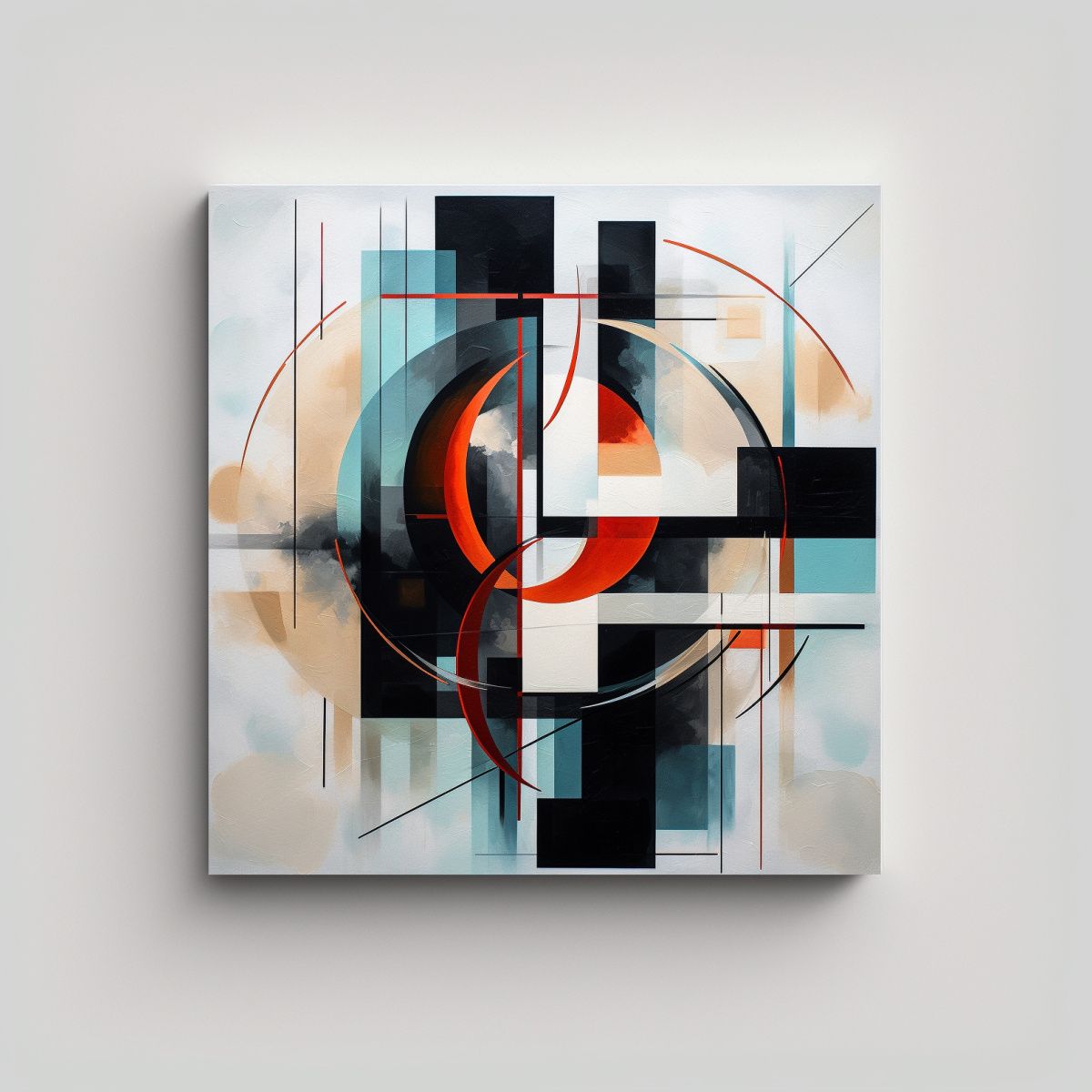 GENERICO - Pintura Decorativa Abstracta Geométrica En Canva 90x90 Cm