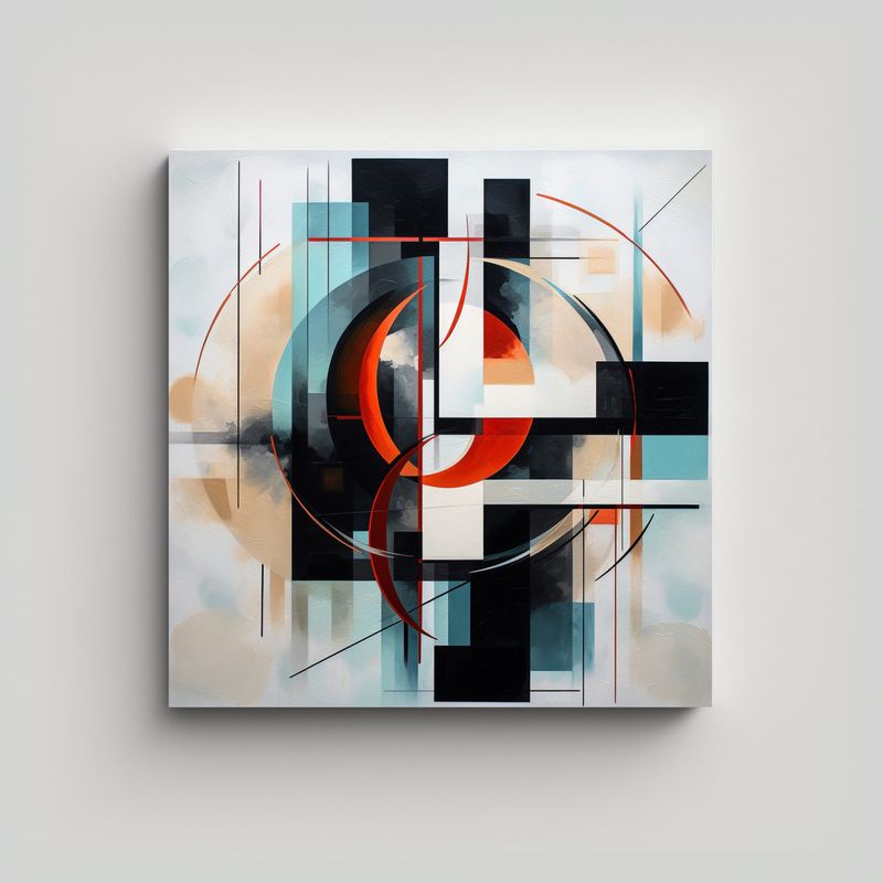 GENERICO - Pintura Decorativa Abstracta Geométrica En Canva 90x90 Cm