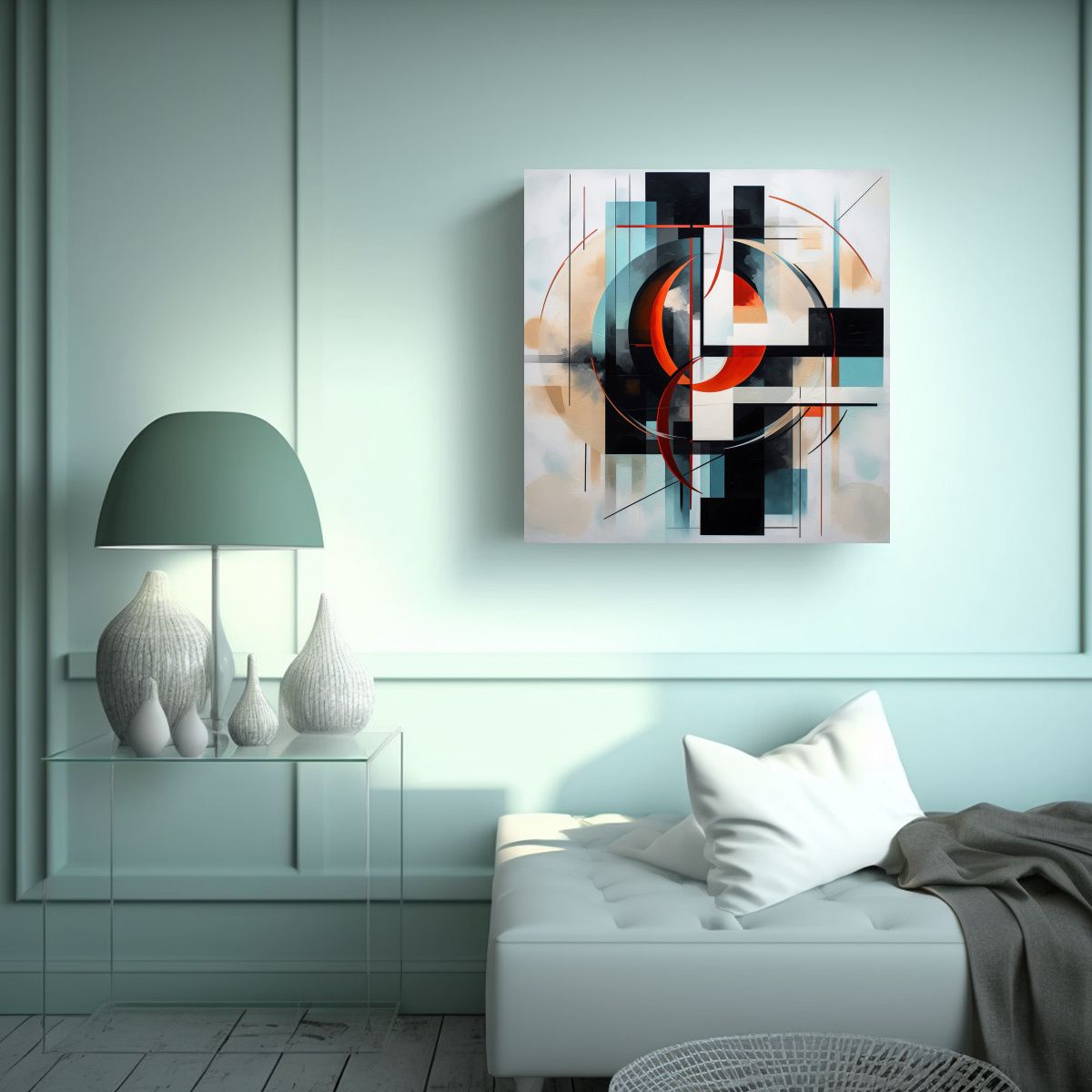 GENERICO - Pintura Decorativa Abstracta Geométrica En Canva 90x90 Cm