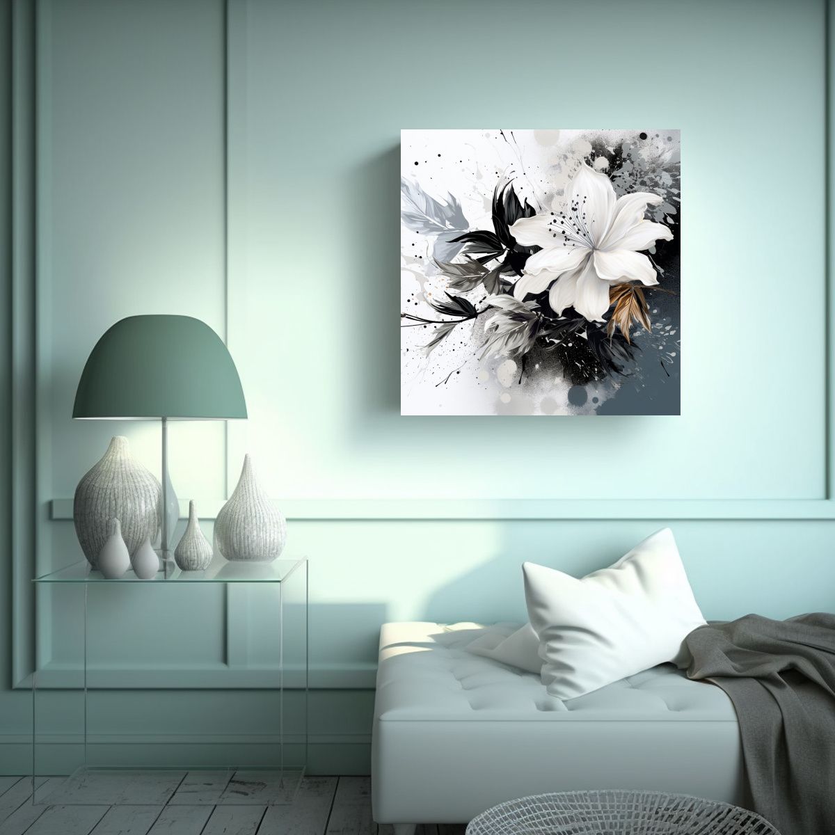 GENERICO - Cuadro Vanguardia Clasico Blanco Y Negro 80x80 Cm