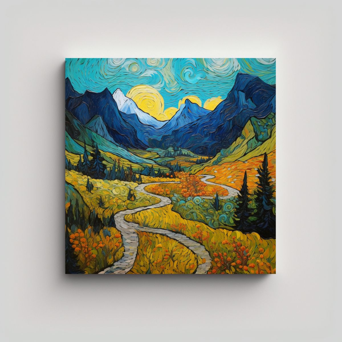 GENERICO - Pintura Original Naturaleza De La Montaña Por 70x70 Cm