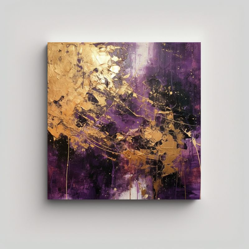 GENERICO - Cuadro Abstracto Decorativo En Morado Oscuro Y 50x50 Cm