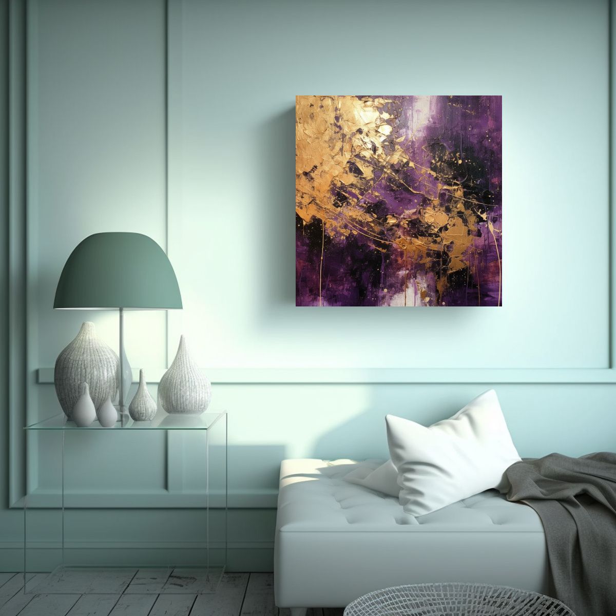 GENERICO - Cuadro Abstracto Decorativo En Morado Oscuro Y 60x60 Cm