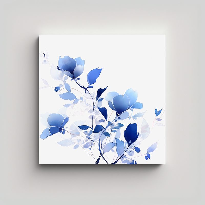 GENERICO - Bastidor Madera Blanco Y Azul Estilo Neonoir 50x50 Cm