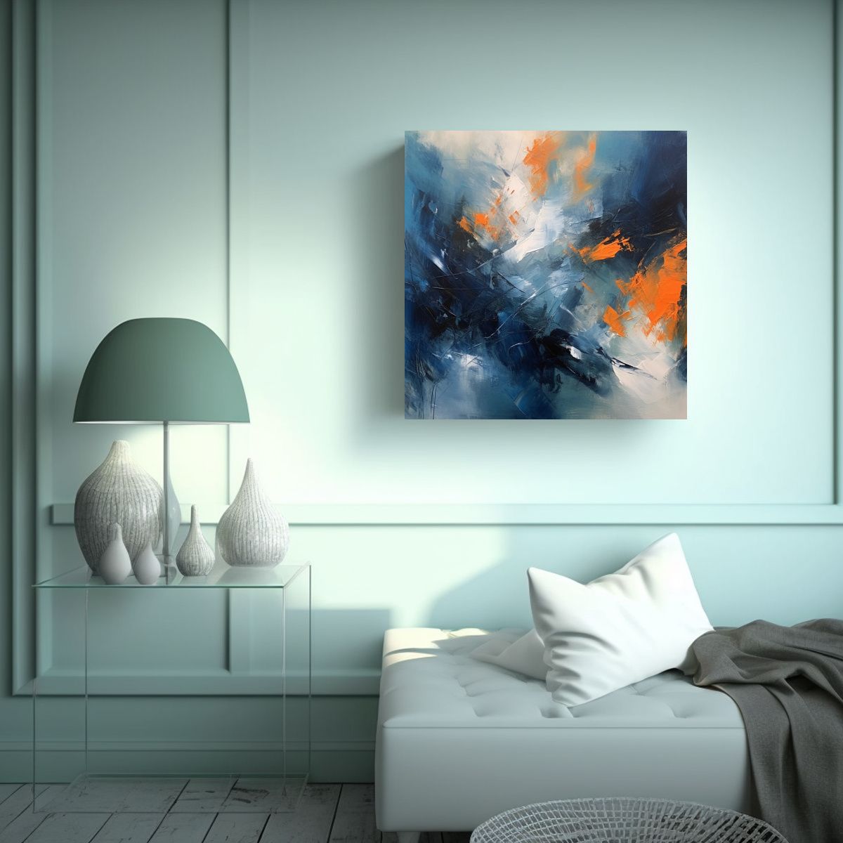 GENERICO - Cuadro Abstracto Multicolor Con Líneas Finas En 70x70 Cm