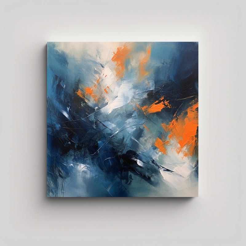 GENERICO - Cuadro Abstracto Multicolor Con Líneas Finas En 60x60 Cm