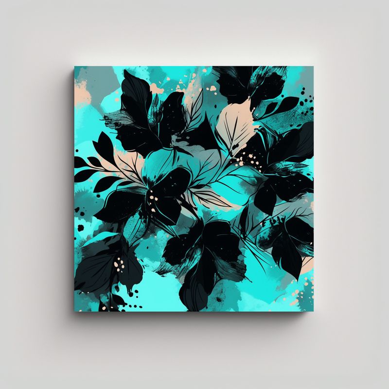 GENERICO - Lienzo Fotografía Turquesa Y Negro Neonoir En 60x60 Cm