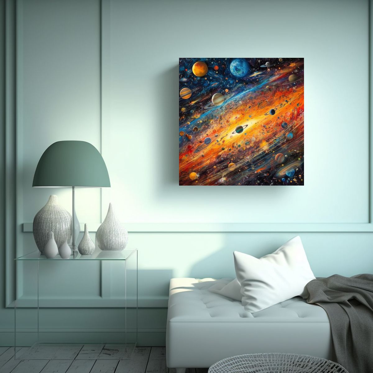 GENERICO - Tela En Bastidor Conceptual Original Espacio 90x90 Cm