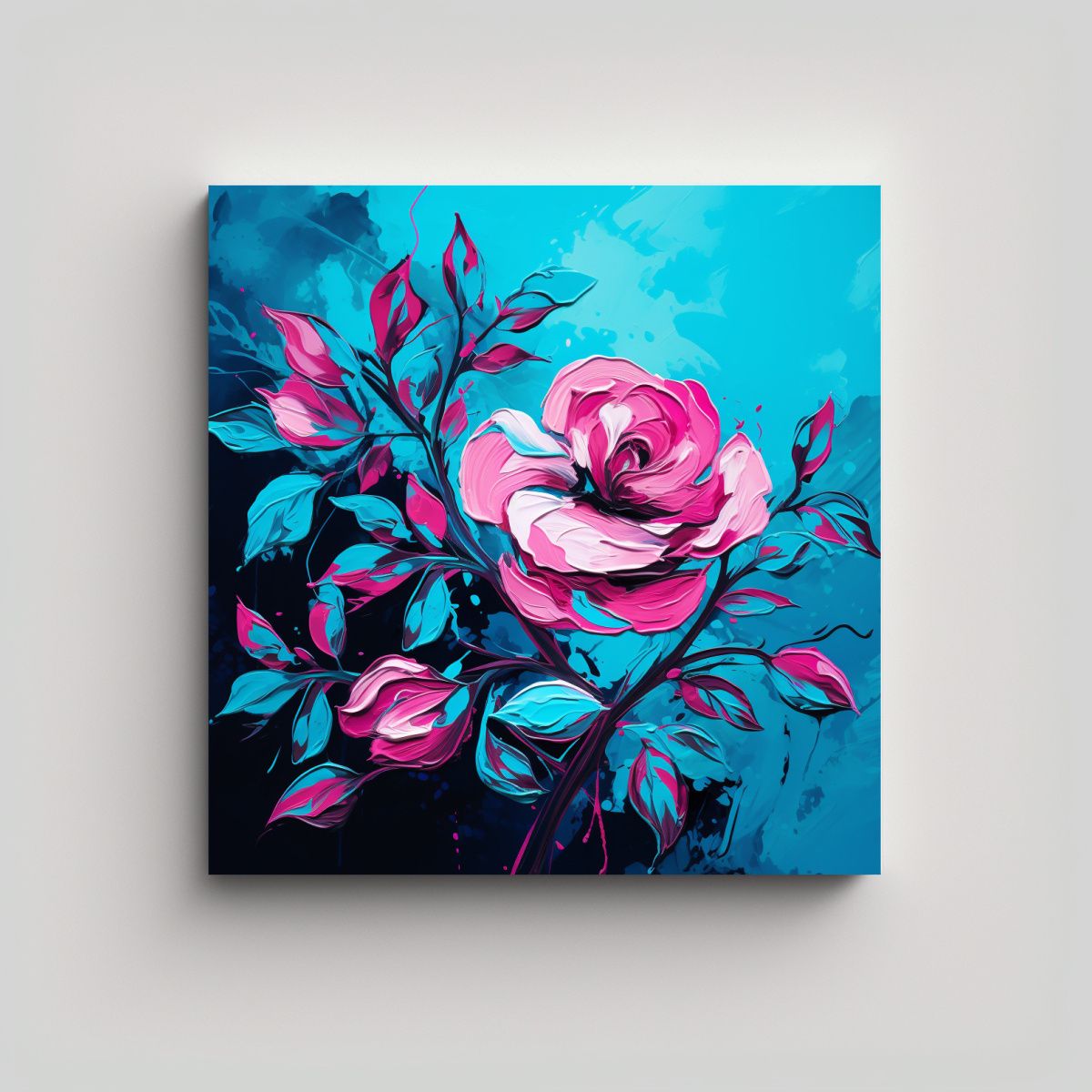 GENERICO - Cuadro Turquesa Y Rosa Atmosfera Neonoir En El 90x90 Cm